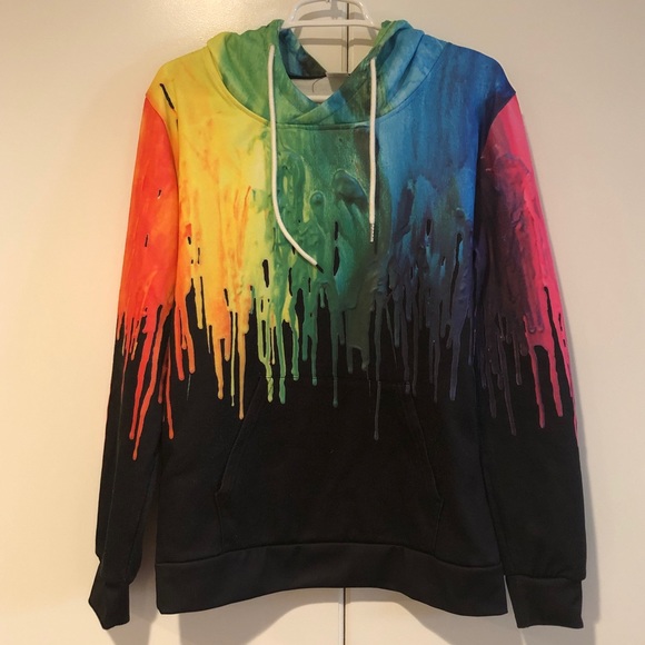 Shirts | Rainbow Paint Drip Hoodie 